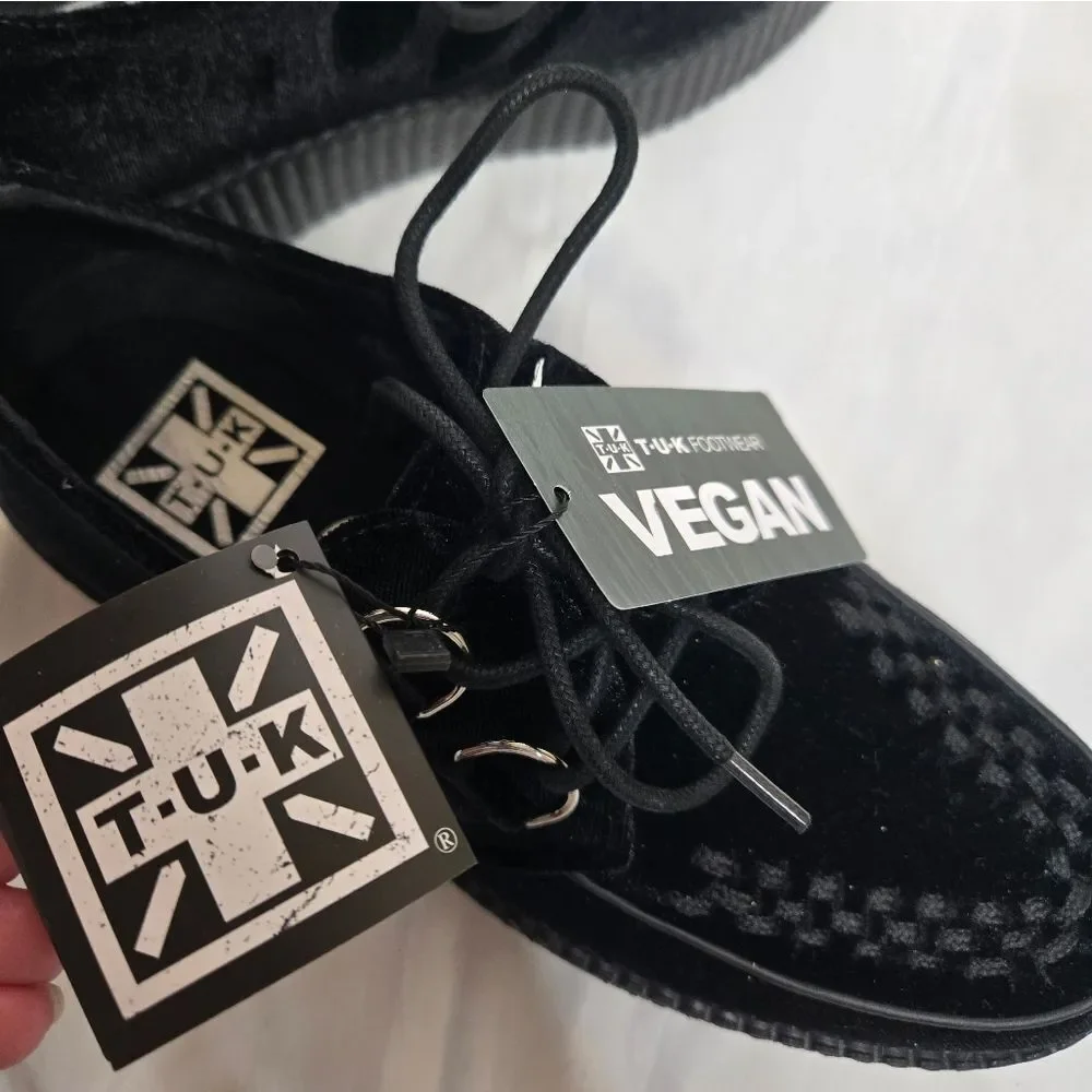 NEW‎ TUK black velvet viva mondo platform vegan creeper unisex size M7/W9 EU 40